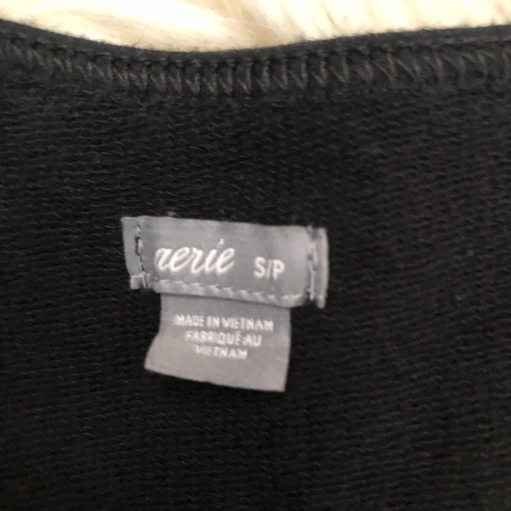 Aerie Black Wide Leg Long Sleeves Drawstring Cotton Half Button Jumpsuit size S